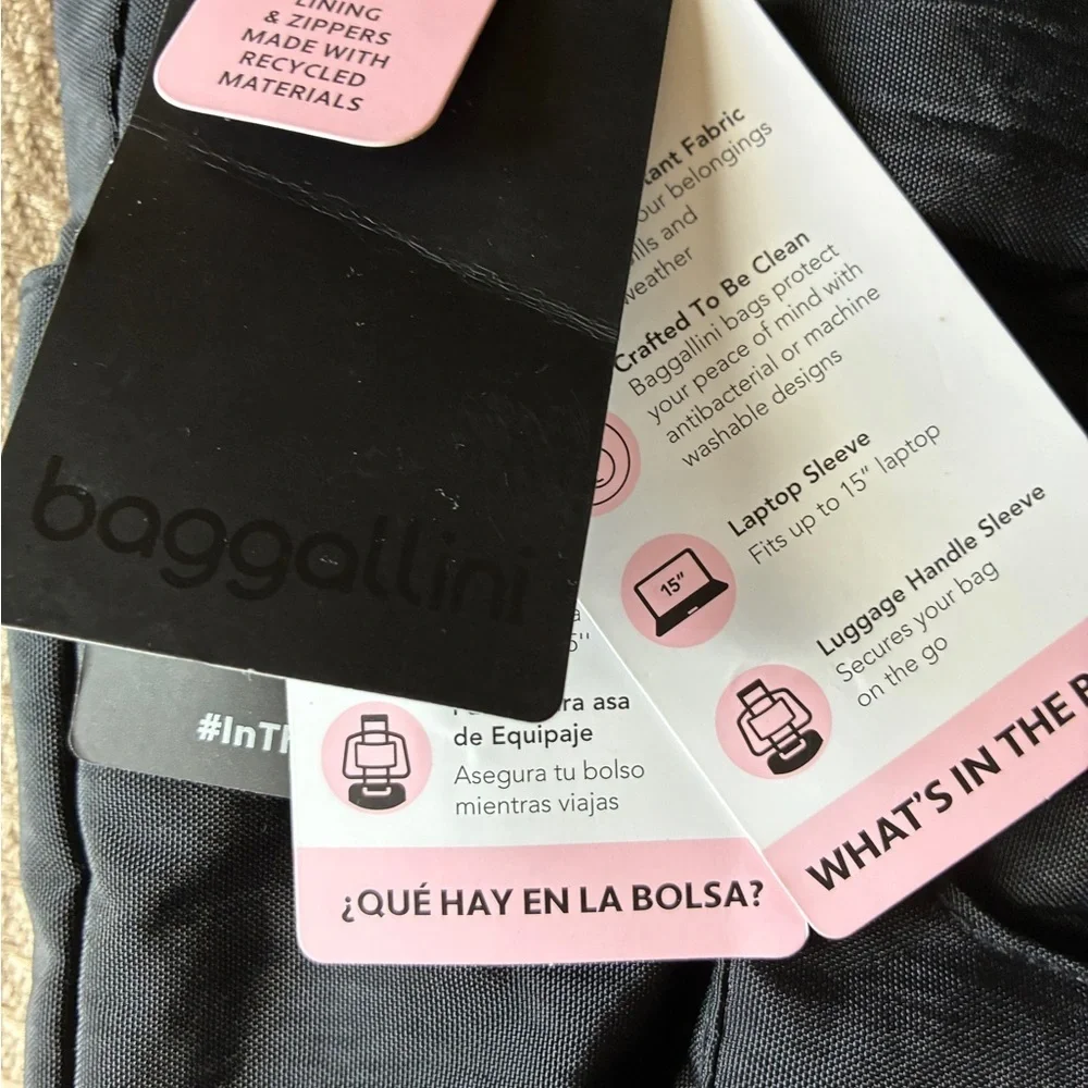 Baggallini Tote Messenger Travel Commuter Bag Black NWT
